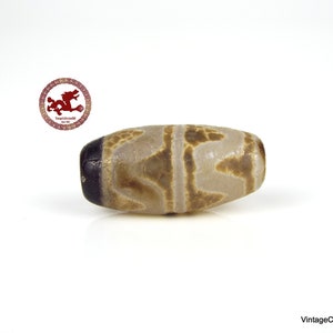 Antique, worn and small agate bead Dzi, Tibetan DZI Tiger Tooth with Dragon skin, Tibetan agate bead, tribal Dzi beads image 1