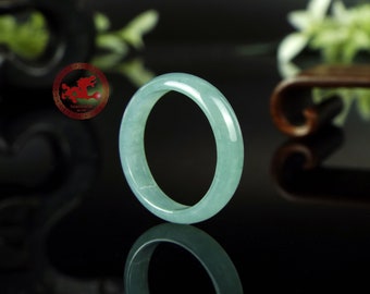 Natural Light Bluish Green Icy Jadeite Jade Ring US 6.25 -16.8mm, Certified Jadeite Jade ring. Jade ring for woman or girl