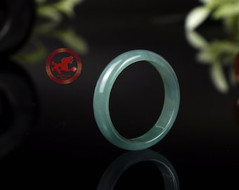 Natürlicher hellblau-grüner, durchscheinender Jadeit-Jadering, US-Größe 7,5 – 17,7 mm, zertifizierte Jadeit-Jade. Jadering als Geschenk für Frauen