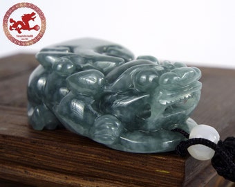 PIXIU JADEITE JADE pendant, Chinese PiXiu Translucent Green Jadeite Jade Pendant, Natural Jade Certified