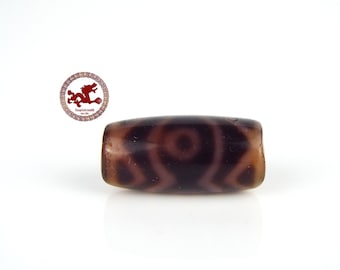 Small and rare agate bead Dzi 3 "Eyed Tiger Tooth", Tibetan DZI bead amulet, Tibetan agate bead, tribal Dzi beads