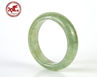 Natural Jade Ring US 10.25 - 20mm, Icy light Green natural Jadeite Jade Ring, Certified Untreated Translucent Jade ring, Jade ring for men