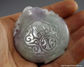 Vintage Chinese Snuff Bottle Lavender and White Jadeite Jade hand carved finely carved
