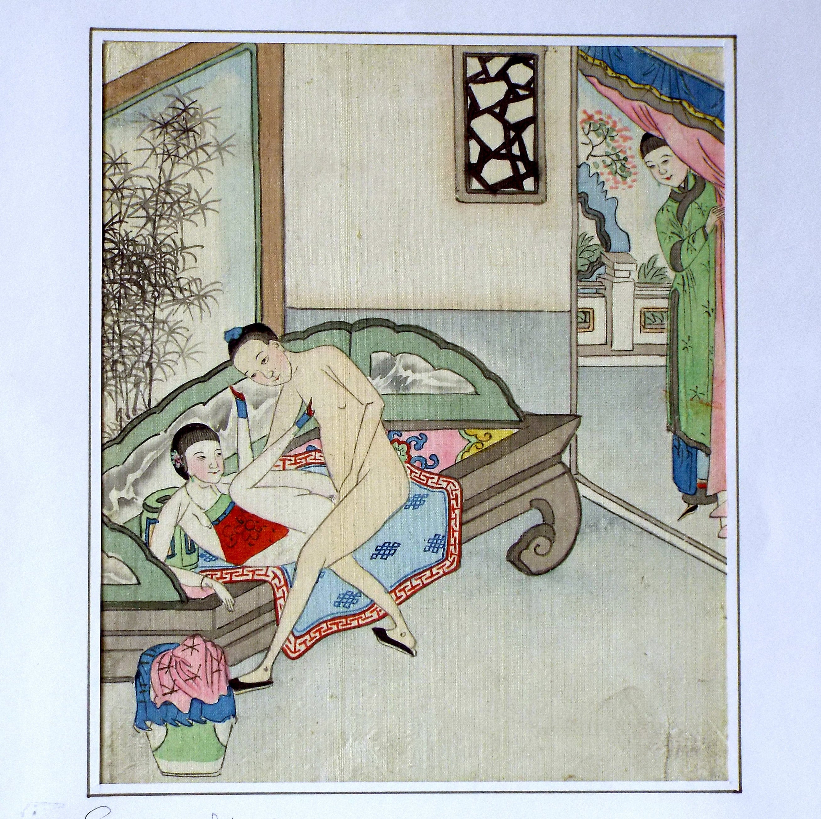 Mature Genuine and Antique Chinese Erotic Painting Hand