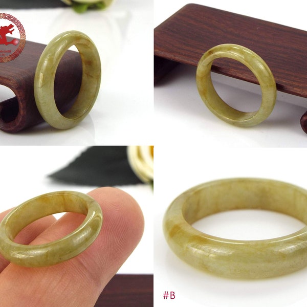 JADE RING US 7.5 - 17.7mm, natural Jadeite Ring, Green Jade Ring, Yellow Jade Ring, Brown Jade Ring, Untreated Undyed Jade ring for woman