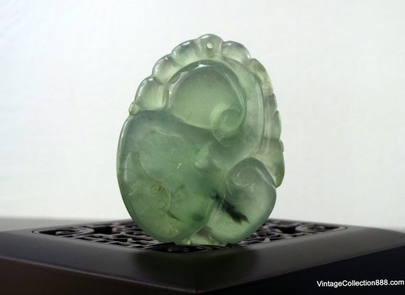 Natural Icy Translucent Jadeite Jade Chinese Ancient BI Pendant FREE NECKLACE