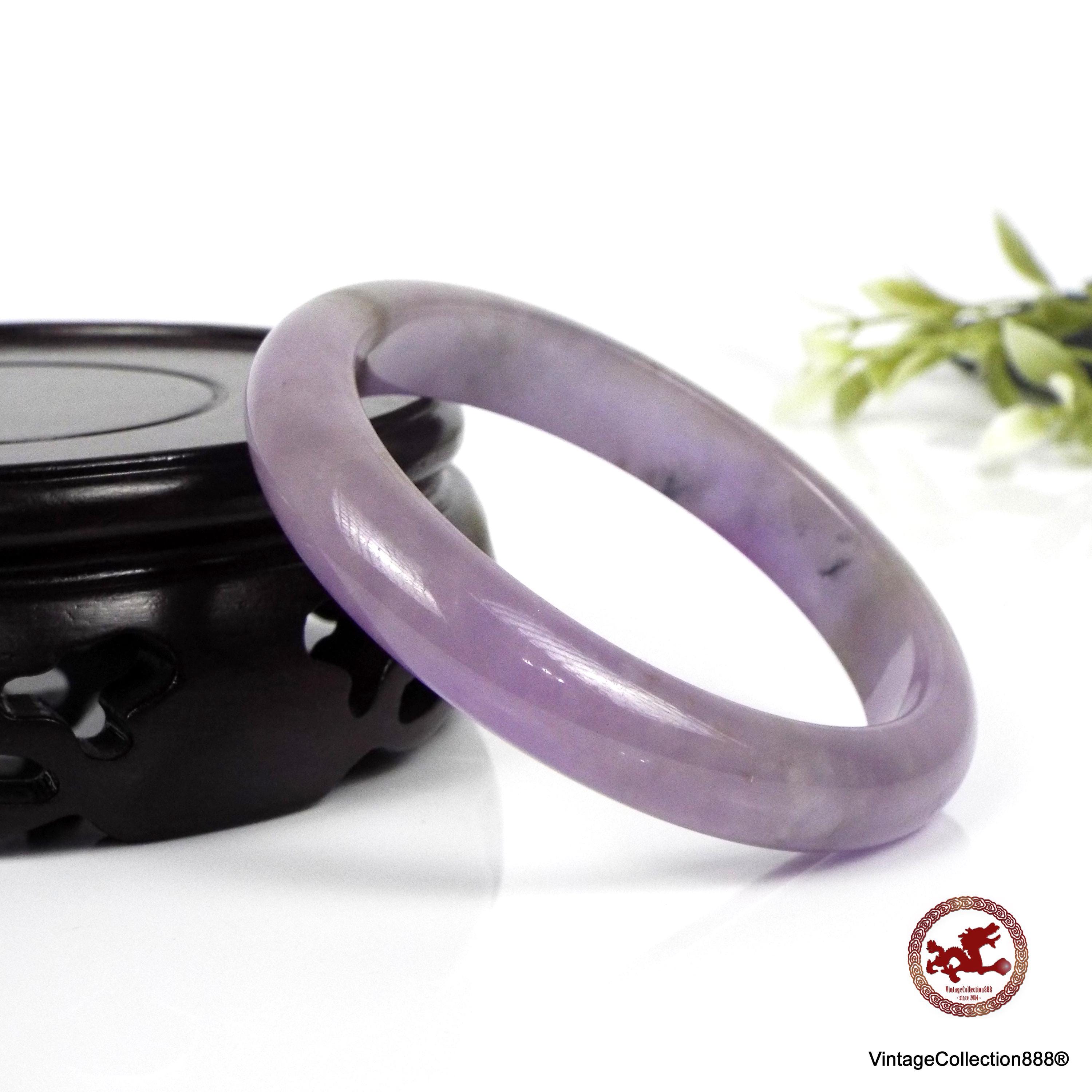 ラベンダージェダイト翡翠ブレスレット 63mm - 2.48インチ、女性への