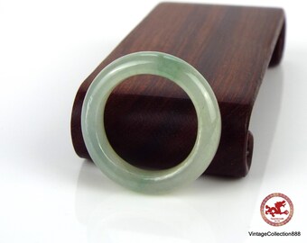 Ring aus eisgrüner Jade, US-Größe 4,75 – 15,5 mm, natürlicher, unbehandelter Ring aus grüner Jadeit-Jade, Klasse A, mit Zertifikat. Ring für Mädchen.