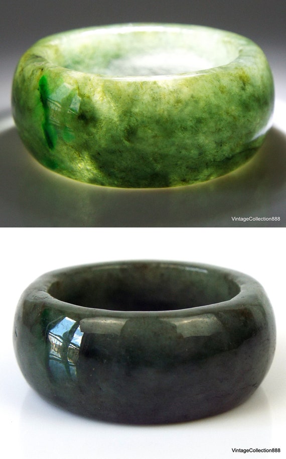 Natural Dark Green Jadeite Jade Ring US 10.25 -20… - image 9