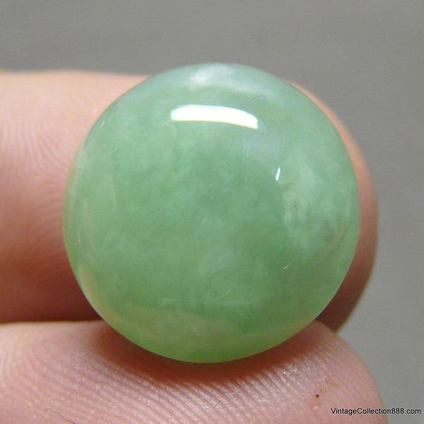 Jade Cabochon 12.75 ct Light Green with white clouds. Natural Jade Jadeite "Grade A" Untreated - J4891