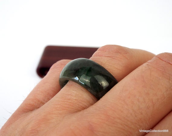 Natural Dark Green Jadeite Jade Ring US 10.25 -20… - image 10