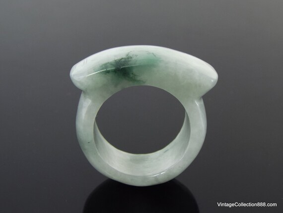 Natural Jade Ring US 9.75 - 19.7mm, translucent Wh