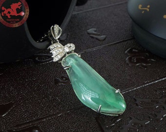 Certified Jade Choker - Translucent icy green natural Jadeite pendant with silver chain