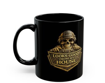 Looks Good From My House Mug, Funny Construction Mug, Jobsite Humor Coffee Mug, Blue Collar Gift