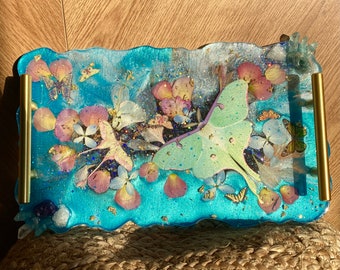 Moth Resin Tray with crystals