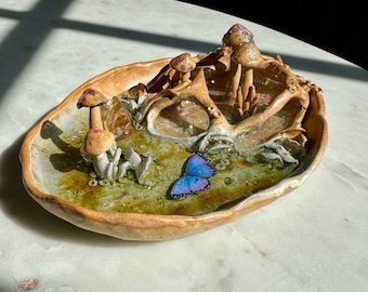 Ceramic Trinket Dish with Resin Encasements