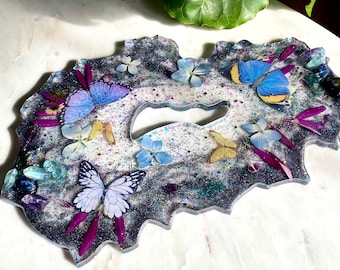 Decorative Butterfly Resin Tray with crystals
