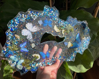 Decorative Butterfly Resin Tray with crystals