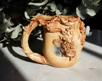 Ceramic Rose Mug with Resin Encasements (14fl oz)