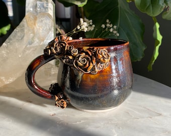 Handmade Ceramic Flower Mug (16fl oz)