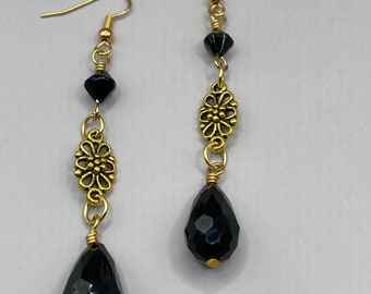 Black and gold dangle earrings