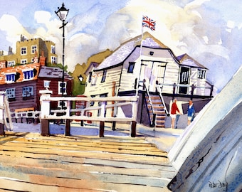 Broadstairs Jetty and Boats. Kent, Old Lifeboat House. Bleak House