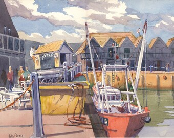 Whitstable, Busy Harbour. Fishing Boats & Drying Sheds