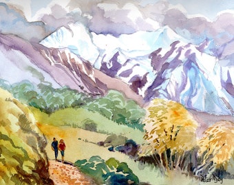 Mt Cook and Mt Sefton, New Zealand. Mountains and Snow