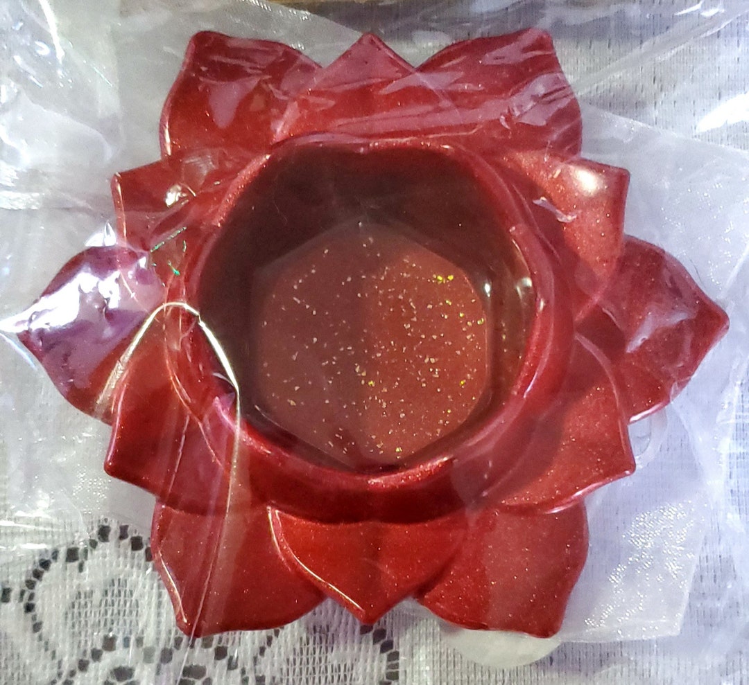 Blood Red Lotus Candle Holder, Altar Tools, Divination, Votive Candle