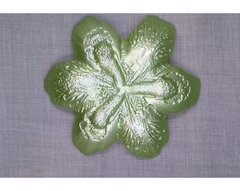 Vintage Indiana Green Iridescent Carnival Glass Iris Flower Candy Dish
