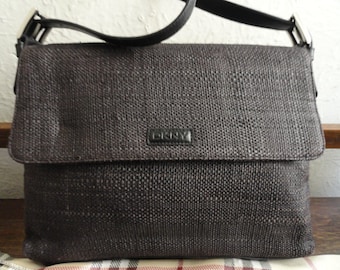 DKNY Linen & Leather  Vintage Hand Bag 1990's