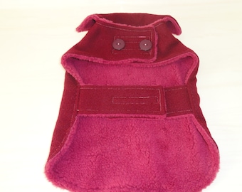 Wollen hondenjas, Gabriel: erwtenjasstijl, sherpafleece gevoerd door Pooch Pie-collectie, maat klein.