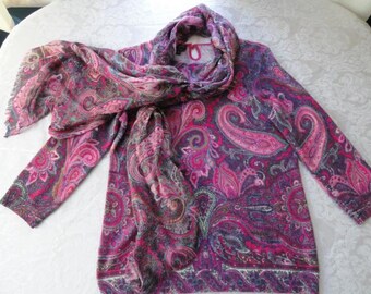 Vintage 1990s pure Cashmere Sweater w/ matching Scarf, Size Medium, Time Keepers Attic item by Talbots in Pooch Pie Collection Shop.