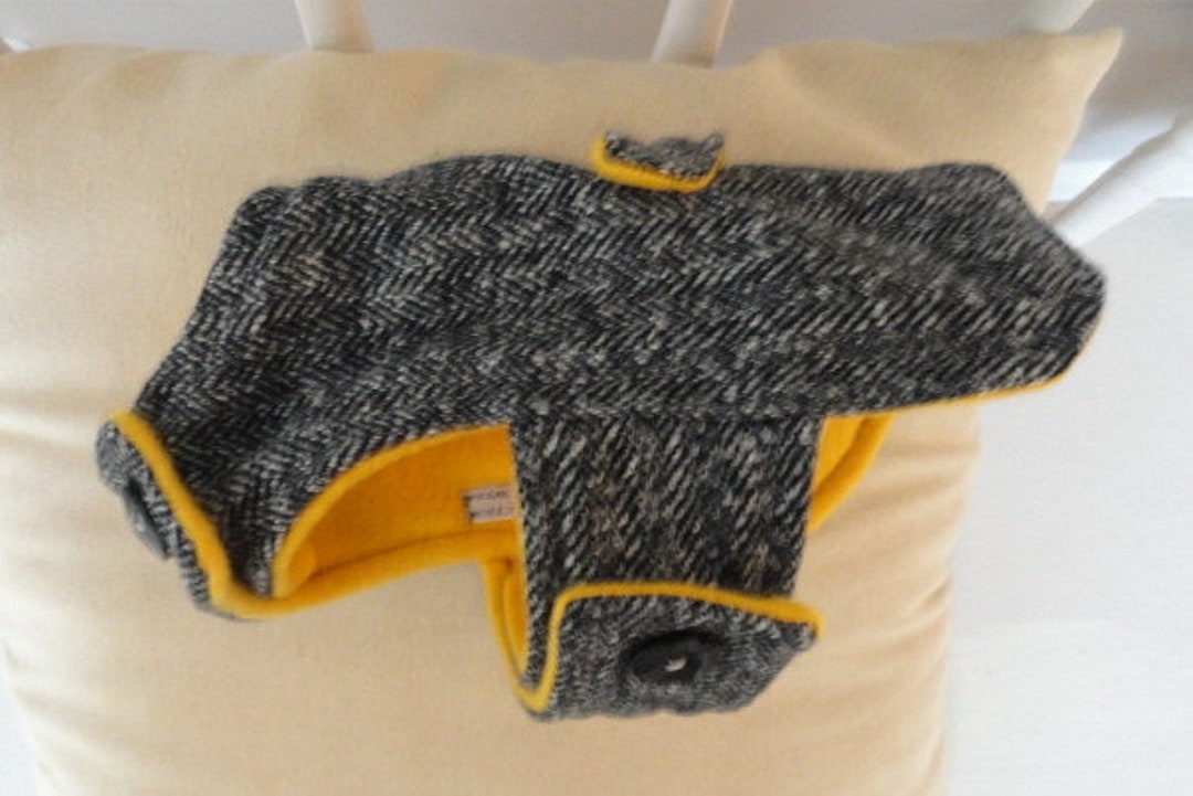 Wool Herringbone Tweed Dog Coat XXX Small Max, Handmade Dog Coat