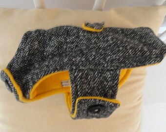 Wool Herringbone Tweed Dog Coat XXX- Small : Max, Handmade Dog Coat, Uniquely Designed by PoochPieCollection