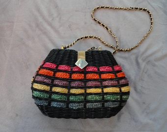 Wicker and Straw 1980's Vintage Shoulder/ Cross Body Handbag