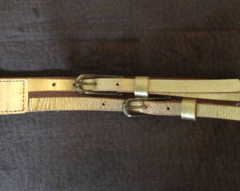 Vintage Gold Leather Belt by Gap, size Small, Pooch Pie Collection Time Keepers Attic Find
