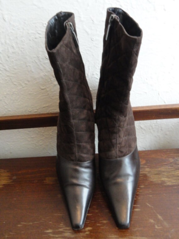 Vintage Brown Suede/ Leather Boots by Adrienne Vi… - image 6