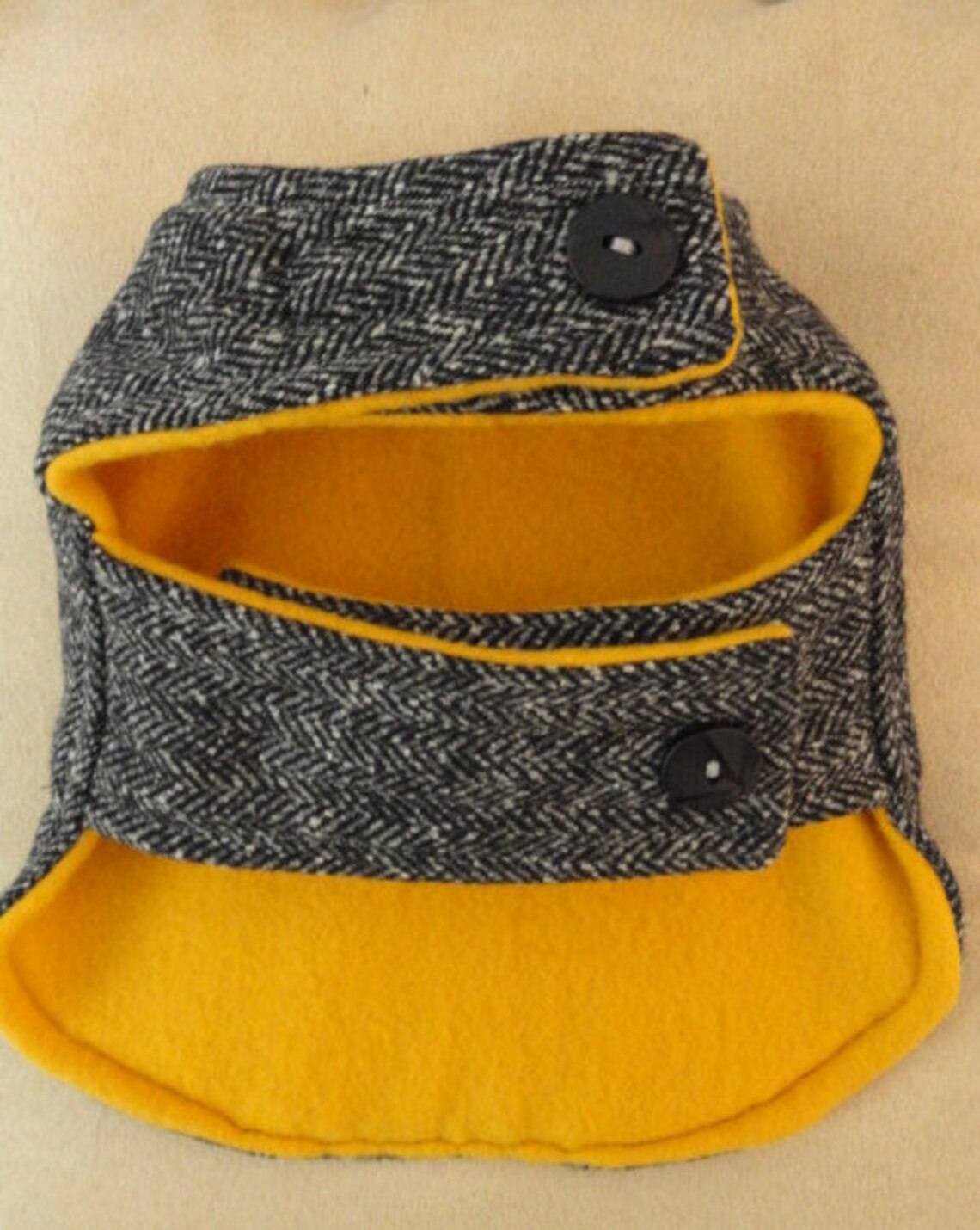 Wool Herringbone Tweed Dog Coat XXX Small Max, Handmade Dog Coat