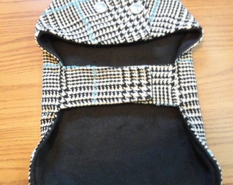 Wool Dog Coat, Jace : Custom Sized Small, X- Long Back Length, Exclusively Hand Made by Pooch Pie Collection