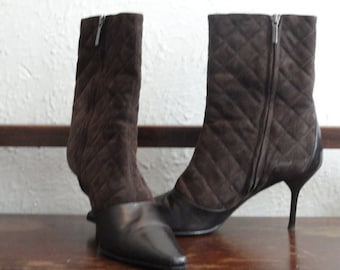 Vintage Brown Suede/ Leather Boots by Adrienne Vittadini, Size 9.5 Medium.  Time Keepers Attic find by Pooch Pie Collection