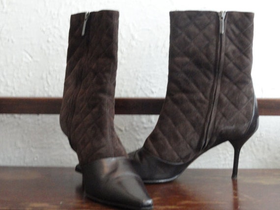 Vintage Brown Suede/ Leather Boots by Adrienne Vi… - image 1