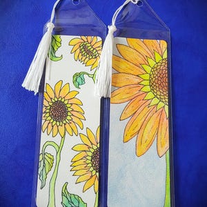 6 x 2 signets tournesol aquarelle faits main avec pompon et pochette protectrice Sélectionnez votre favori