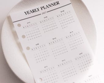 2027 Vellum Planner Dashboard A5, Minimal Planner Accessories, At A Glance Dashboard, for A5 or Personal Filofax, LV Agenda Inserts