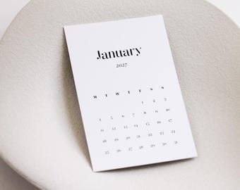 2027 Monthly Planner Cards | Calendar Journalling Cards | Minimal Mini Calendar Cards