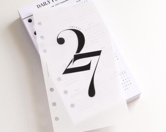 2027 Personal Daily Planner Inserts | Printed Dated Day Per Page Inserts for Filofax, LV MM Agenda, Minimal Personal Size Planner