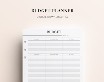 PRINTABLE A5 Budget Planner Printable, Financial Planner Printable Insert A5, Monthly Budget Printable, A5 Ring Printable Inserts