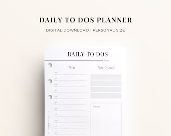 PRINTABLE PERSONAL Daily To Dos Printable, To Do List Printable Personal Size, Daily Work Planner Printable, Day On One Page, Personal Daily