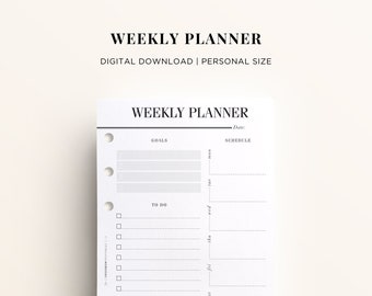 PRINTABLE PERSONAL Weekly Planner, Week On One Page Printable, Personal Weekly Printable, Weekly Inserts, Weekly Goals Printable At A Glance