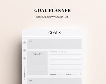 PRINTABLE A5 Goal Planner Printable Insert, Printable Goal Planning, Goal Setting, A5 Planner Inserts Printable, Goal Planner Printable